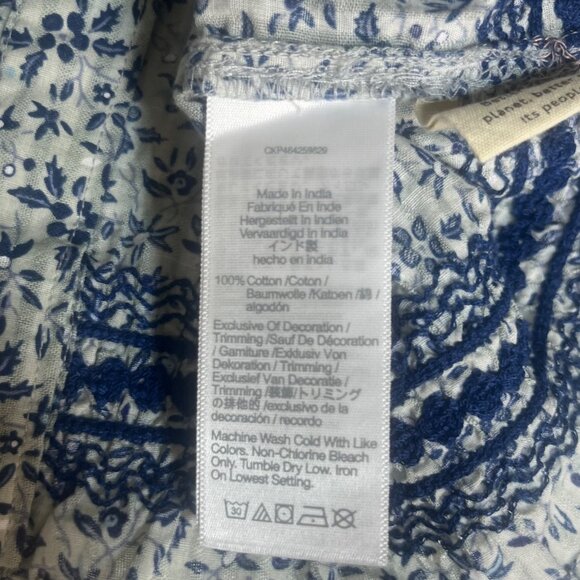 Madewell Jeannette Top Blue Floral Puff Sleeve Cropped Back Buttons XS New WOT - Picture 8 of 10